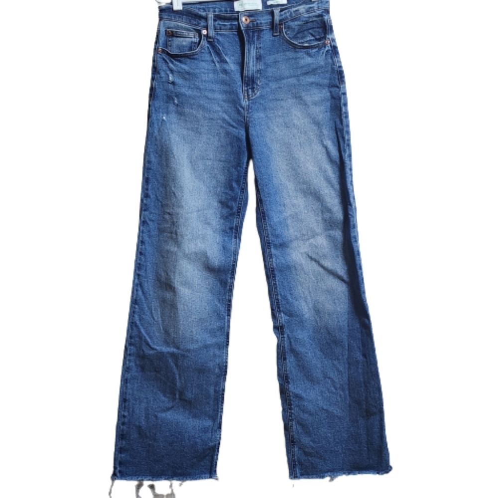 Regeneration willow distressed high waisted wide leg jeans color blue size 5/27